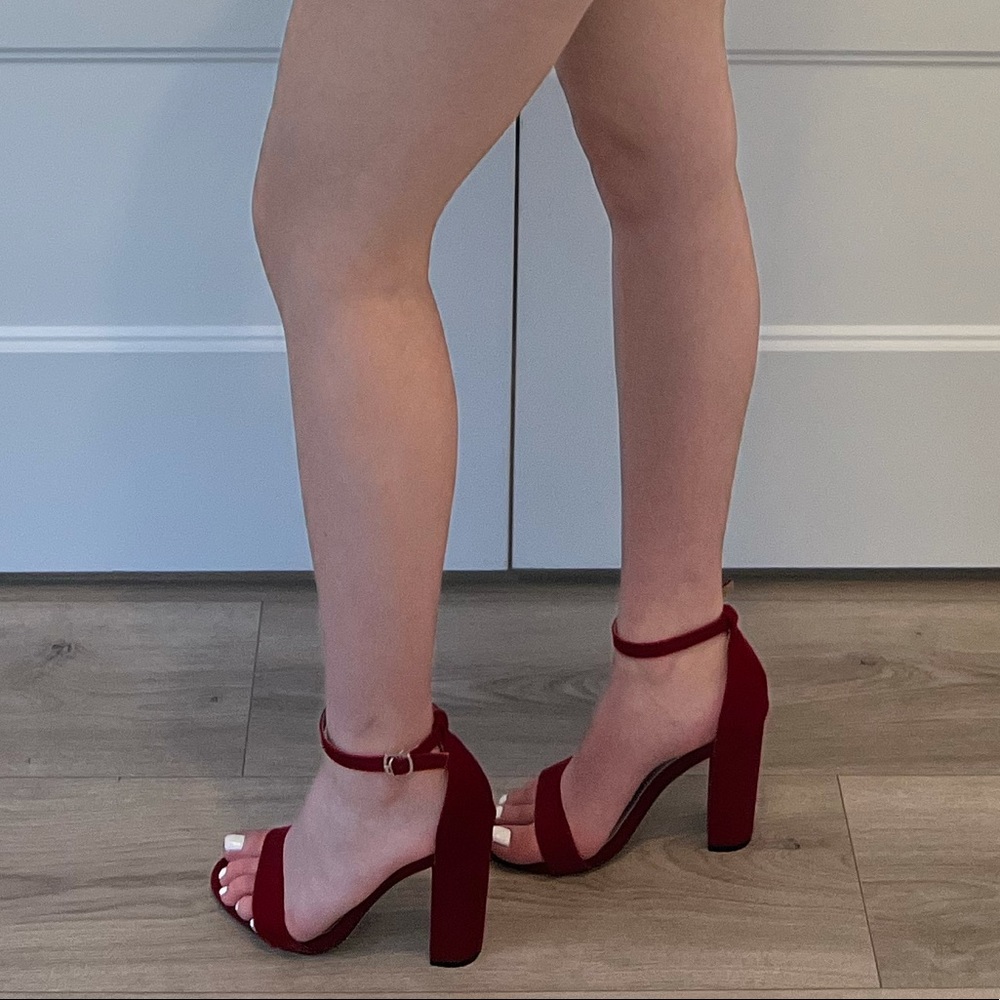 Red block heels